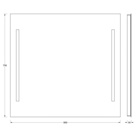 EvoForm mirror, with 2 built-in LED-lights, 10.5 watts, 90x75 cm-1