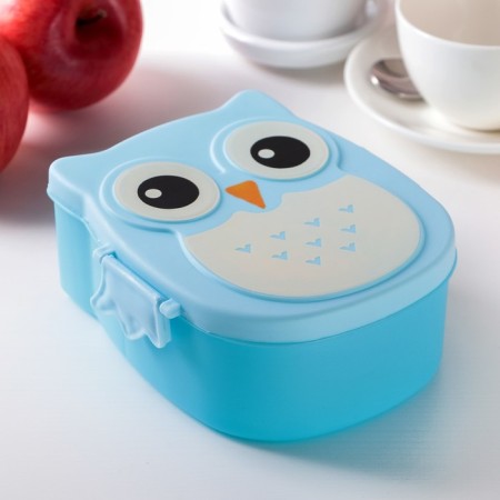 Lancer-bex Plastic with a spoon "Owl", 2 departments: 300 ml, 450 ml, color mix-6
