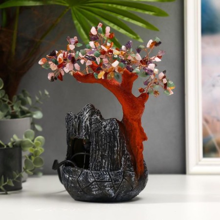 The desktop fountain from the network, backlight "wood with gems and waterfall" 180 stones 26x19x12 cm-3