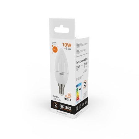 LED LED ELEMENTARY 10W candle 3000K TEPP. Bel. E14 710lm Gauss 33110-3
