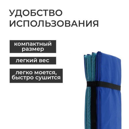 Tourist mat, folding, 170x51x0.8 cm, blue/turquoise color-3