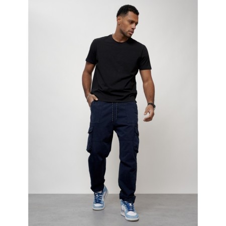 Cargo jeans men, size 52, dark blue color-8