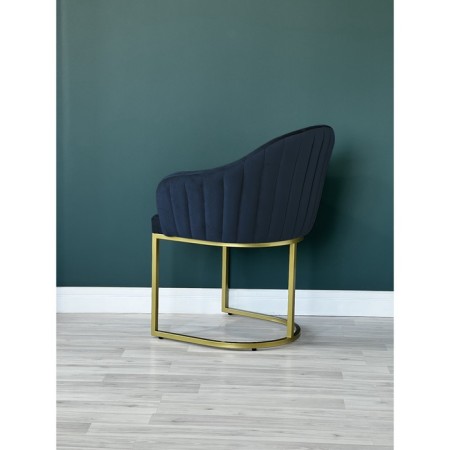 SHELL chair, 56 × 63 × 83 cm, blue color, gold frame-1
