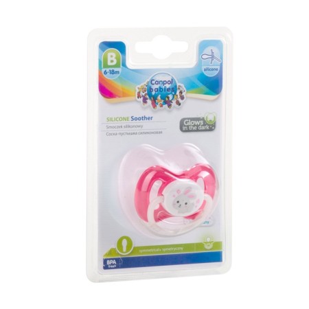 Silicone dummy Canpol Babies Bunny & Company, symmetrical, from 6-18 months, pink color-3