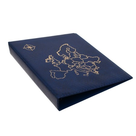 Album for coins on rings, Optima format 230 x 265 mm Calligrata "Map", includes up to 20 sheets, cover cover, blue-4
