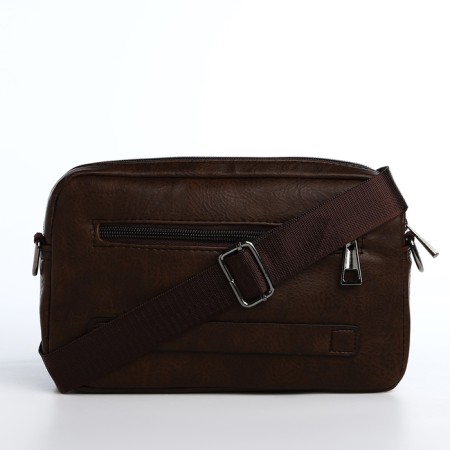 Male bag over the shoulder, artificial leather, brown color-2