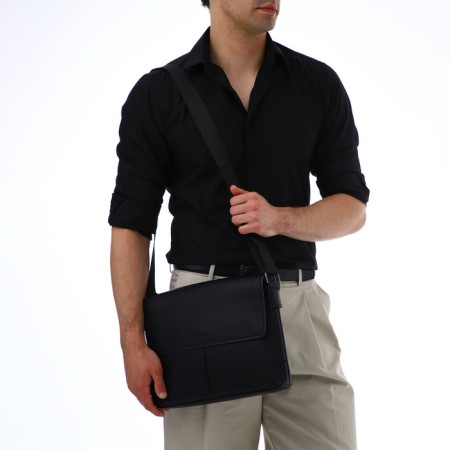Male Business Bag, Textura, 2 external pockets, black color-8