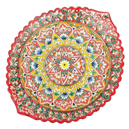 Frog oval rishtan ceramics 42cm red mix-5