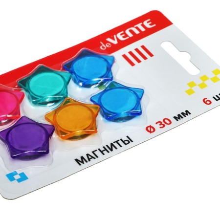 Magnets for boards 30 mm, 6 pieces, Devente Stars, mix x 4 colors, cardboard box-1