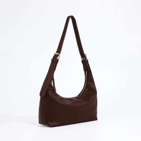 Baget bag with zipper, brown color-2