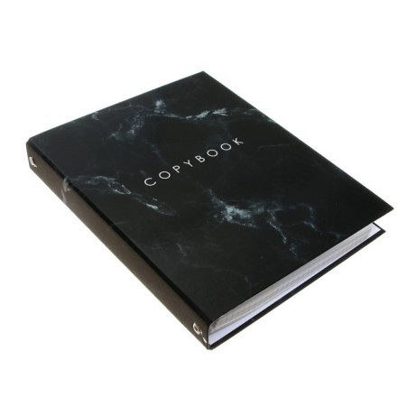 A notebook on the rings of A5 120 sheets in Calligrata cell "Black marble" Black "cover 7BC, without cutting down under the rings, offset block-3