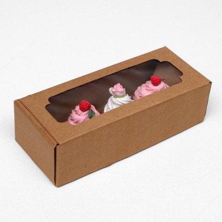 Self -charged box, with a window, brown, 32 x 13 x 9 cm-2