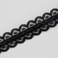 Ryush lace, with beads, 17 mm, 4.5 ± 0.5 m, black color