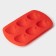 Baking shape of the share "strawberries", silicone, 19 × 11 × 1.5 cm, 6 cells (4 × 3.5 cm), red color