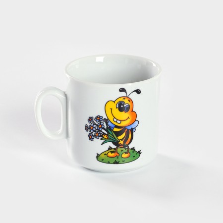 A set of porcelain dishes "Bees", 3 objects: mug 200 ml, salad bowl 350 ml, fine plate d = 16.5 cm, MIX drawing-3