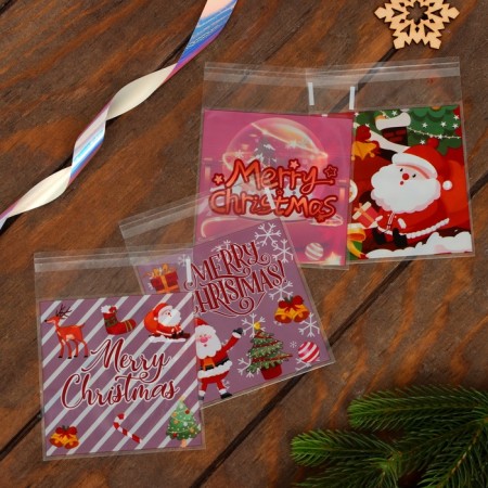BOPP package with sticky tape, "Mix New Year", 10*10+3cm