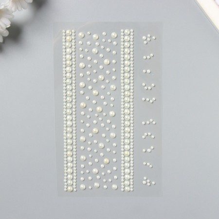 Sticker of rhinestones plastic "White Pearls" 22.5x11.5 cm-1
