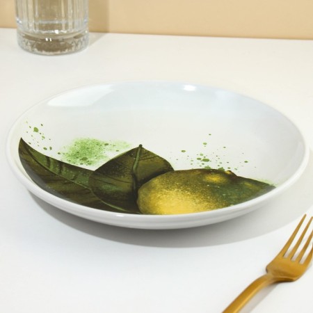 Ceramic plate "juicy lime", 22.5 cm, white color-3