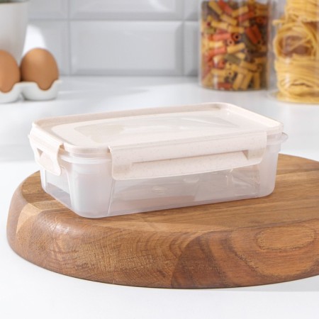 Lock & Ok food container, 0.75 l, 18.6 × 12.2 × 5.5 cm, beige color