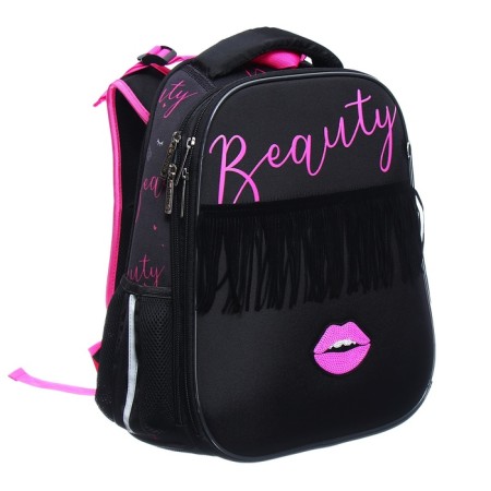 Frame backpack 38 x 29 x 17 cm, Hatber Ergonomic Classic "Beauty" Black/Pink NRK85011-1