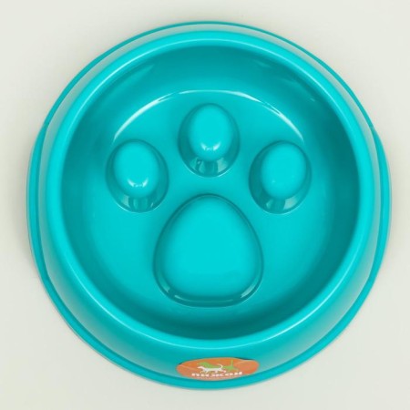 Laping bowl for slow feeding "Paw", 18.5 x 17.5 x 5 cm, turquoise-2