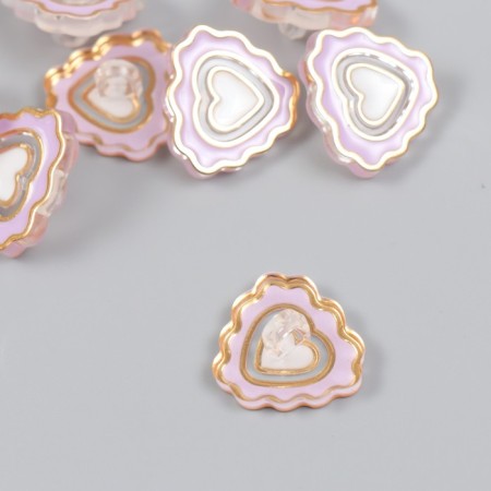 Buttons plastic for creativity "Heart in the Wave Kant" 2.1x2.3x0.9 cm-1