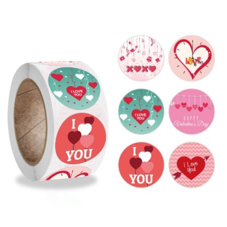 Stick Paper "I love you" d = 2.5 cm 500 pcs in a roll 3x6.5x6.5 cm