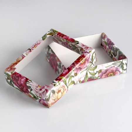 Box a team cover is, with a window, "watercolor flowers", 18 x 15 x 5 cm-1