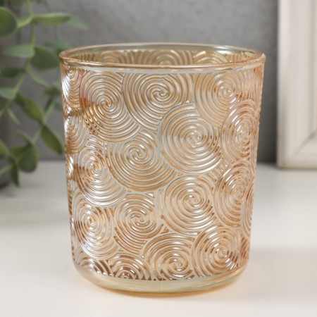 Bank for candles glass "Whirlwind" transparent orange 350 ml 8.5x8.5x10 cm-1