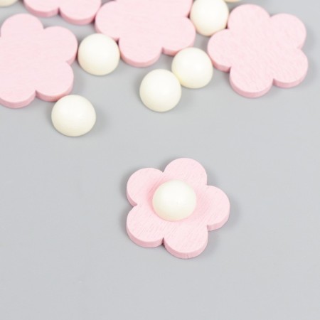 Decor for creativity tree "Flower and core" d-2 cm, set 10+10 pcs Pink-2