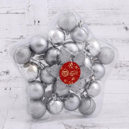 Set of jewelry plastic 24 pcs "Snowflake" silver-1