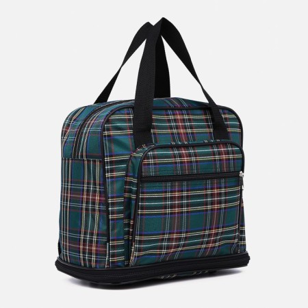 Household bag, lightning department, with an increase, external pocket, green color