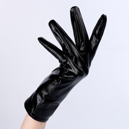 Carnival accessory- gloves, color black metallic, artificial leather-2