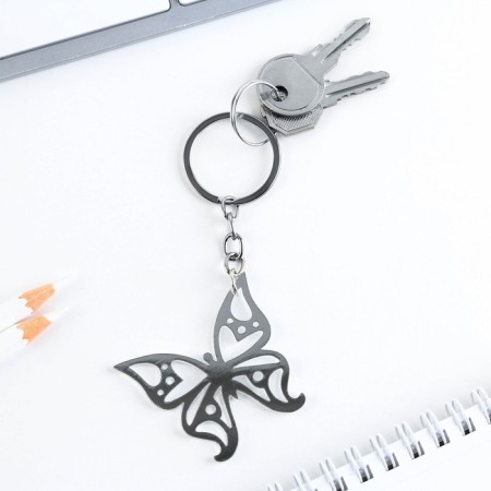 Key keychain acrylic mirror "butterfly", 5 x 4.4 cm-2