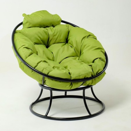 Armchair "Papasan" mini, with a green pillow, 81x68x77cm, mix