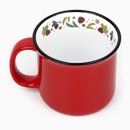 New Year's ceramic "cones" mug, 450 ml, white color-4