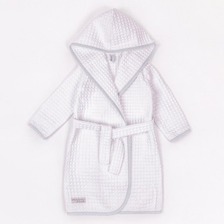 Waffle hood with a hood, height 122-128 cm, white color-6