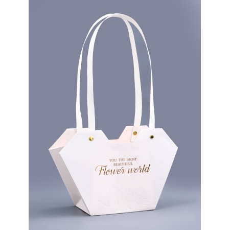 Flower bag embossing is white, "the most beautiful", moisture -resistant, 23x15x9 cm-1