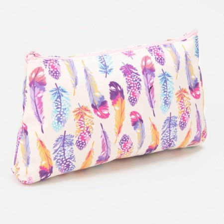 Cosmetic bag with lightning, beige color/multi -colored