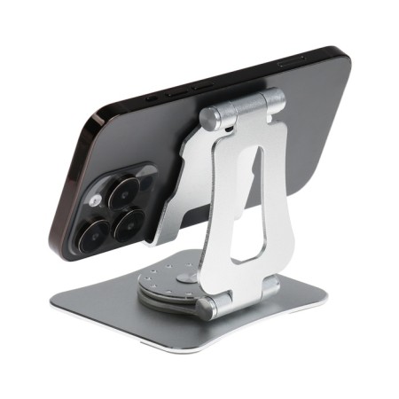 A phone stand, adjustable, folding, 360 ° rotation, metal, silver-4
