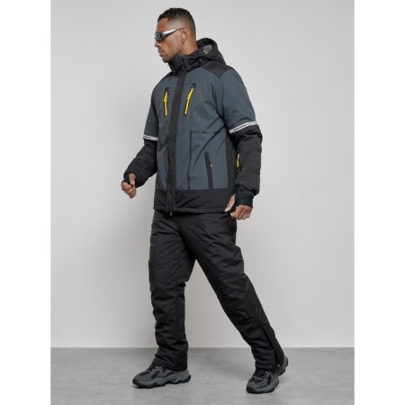 Male winter ski costume, size 48, dark gray color-1