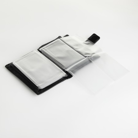 Male purse on magnet 3 in 1, department for auto documents, passports, black color-7