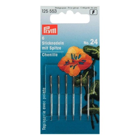 Embroidery needles sharp No. 24, 0.80x37 mm, 6 pcs