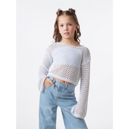 Sweater Children's Amarobaby Lattice, height 128 cm, white color-12