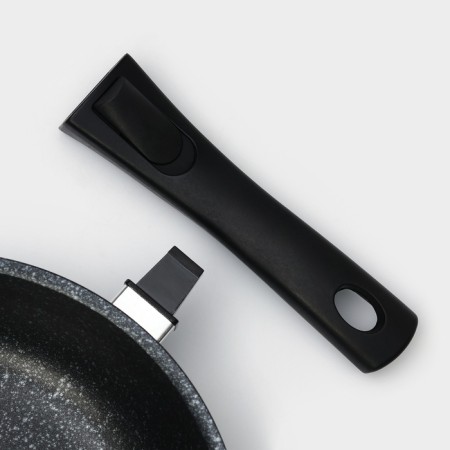 Pan, d = 24 cm, removable handle, anti -stick coating, dark marble color-4