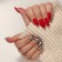 Leo patch nails, 12 pcs, with glue plates, almonds, red, beige