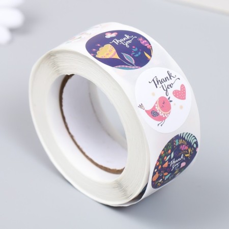 Stick Paper "Bright flowers. Gratitude" d = 2.5 cm 500 pcs in a roll 3x6.5x6.5 cm-1