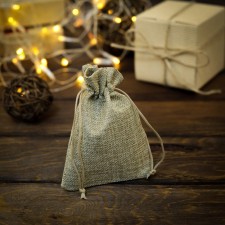Gift bag from canvases, beige, 10 x 14 cm