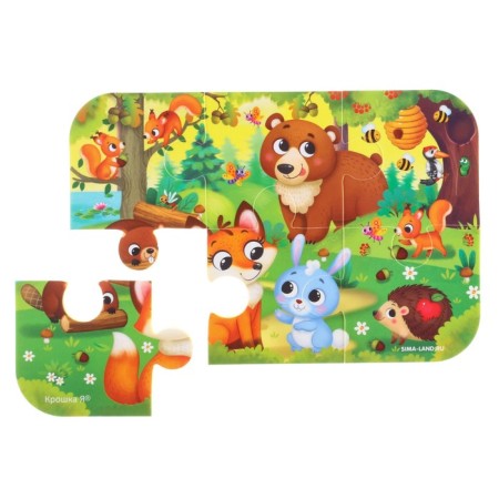 Soft puzzle for kids "Forest animals", 6 parts, crumb I-1