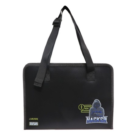 A4 folder with handles textiles, 30mm, 340 x 250, Devente Superhero, pocket-grid, adjusting handles, plastic-2